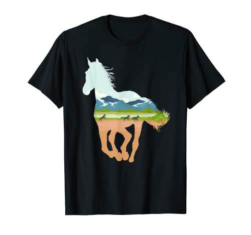 Caballo estampado con paisaje amante de los caballos - Animal Horse Camiseta