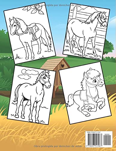Caballos Libro De Colorear Para Niños De 4 a 8 Años: La última colección hermosa de muchas ilustraciones lindas y cariñosas de caballos y ponis para ... colorear de impresión grande para los niños