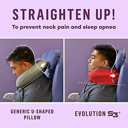 Cabeau Evolution S3 Travel Pillow – Straps to Airplane Seat – Ensures Your Head Won’t Fall Forward – Relax with Plush Memory Foam – Quick-Dry Fabric Keeps You Cool and Dry (Indigo)…
