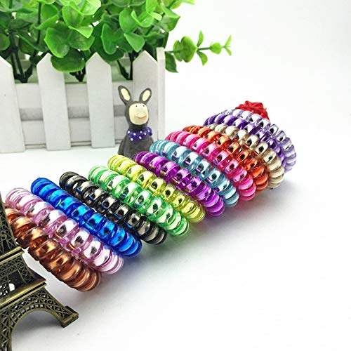 CAILI Espiral Elástico Cintas para el Pelo,Forma de Espiral Cintas de Pelo Elásticas Porta Cola de Caballo Bobbles de Pelo Cuerdas Cintas de Cordón Telefónico para Mujeres Niñas (Paquete de10)