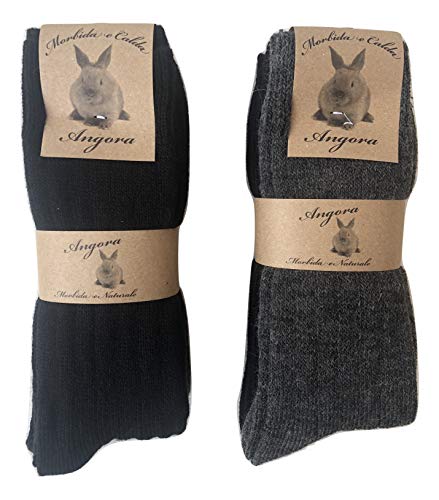 Calcetines cálidos de lana para hombre y mujer, calcetines de lana angora muy gruesos y suaves, 3 o 6 pares. (39-42, 6 pares set. DARK COLOURS)