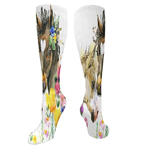 Calcetines de compresión de 50 cm para hombres y mujeres, atléticos, de la rodilla del muslo alto de la rodilla del caballo