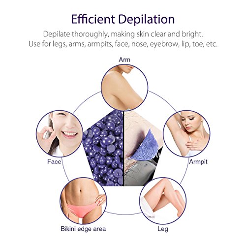 Calentador de Cera Eléctrico, Calentador de Cera Depilatoria, Cera Depilatoria Caliente, Con 4 * 100g Depilatoria Cera y 30 Espátulas, Kit de Depilación sin Dolor para Brazos Axilas Piernas Bikini