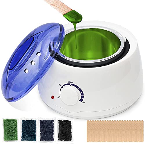 Calentador de Cera Eléctrico, Calentador de Cera Depilatoria, Cera Depilatoria Caliente, Con 4 * 100g Depilatoria Cera y 30 Espátulas, Kit de Depilación sin Dolor para Brazos Axilas Piernas Bikini