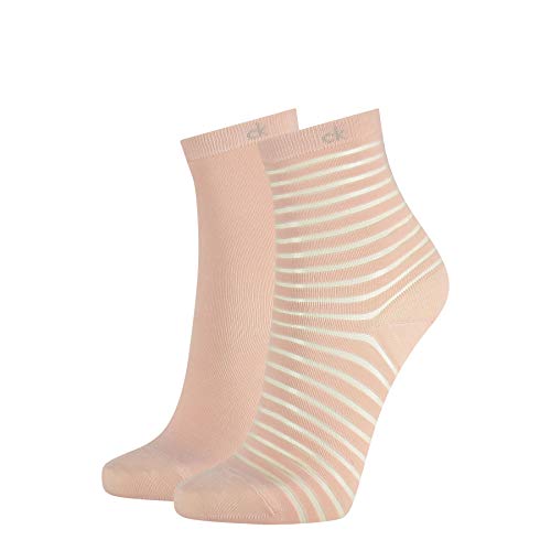 Calvin Klein Sheer Stripe Women's Socks (2 Pack) Calcetines, Rose Combo, Talla única para Mujer