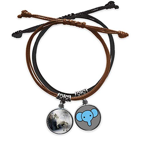 CaoGSH Pulsera de piel con diseño de caballo blanco y diseño de paisaje natural