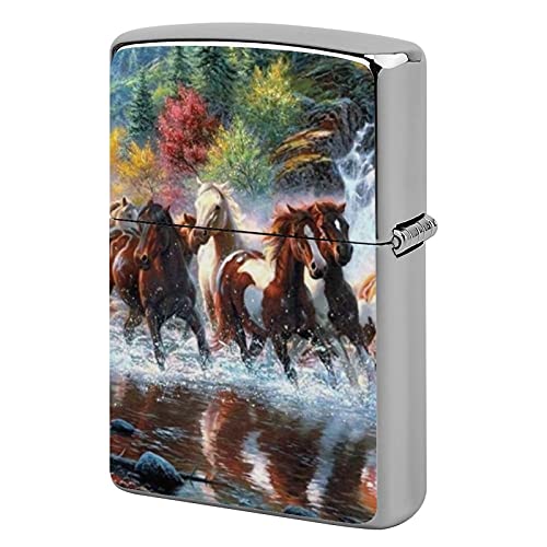 Carcasa para encendedor de bolsillo, unisex, ideal para cigarrillos y velas de cigarrillos, indios americanos, caballos