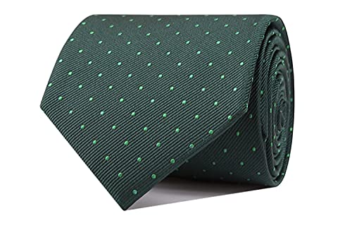 CARLO VISCONTI - Corbata de Hombre - Motivo Lunares - Verde - Hecha en Italia en Tejido Jacquard 100% Seda Natural - Forro de Lana y Algodón - Regalo para Caballeros