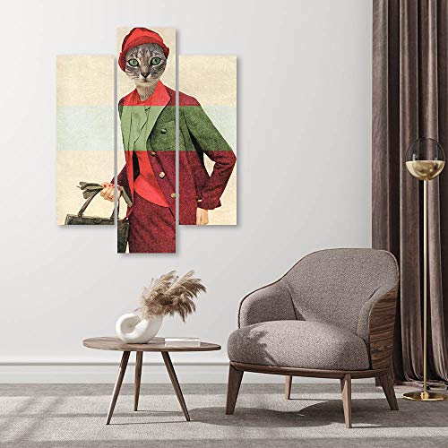 carowall CAROWALL.COM Cuadro de Pared XXL Surrealista Lienzo 3 Partes Mujer Rojo 120x160 cm