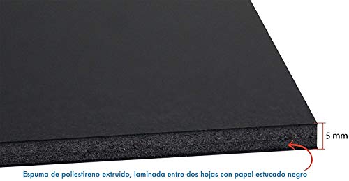 Cartón Pluma- 10 Unidades Tamaño A3 (42x29,7 cm) Espesor de 5 m/m (Negro)