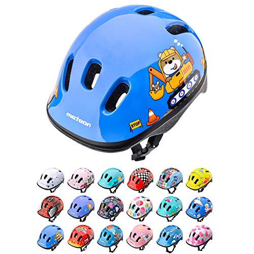 Casco Bicicleta Bebe Helmet Bici Ciclismo para Niño - Cascos para Infantil Bici Helmet para Patinete Ciclismo Montaña BMX Carretera Skate Patines monopatines (XS 44-48 cm, Teddy Builder)