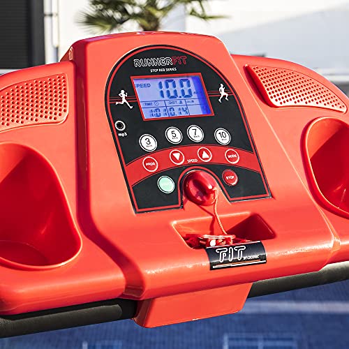 Cecotec Cinta de Andar Eléctrica Plegable RunnerFit Step Red. 1000 W, 3 Niveles de inclinación, Pantalla LED, Altavoces, Portabotellas, 12 Programas, hasta 10 km/h, Ruedas, Peso máximo 120 Kg