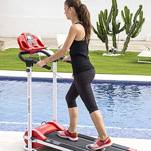 Cecotec Cinta de Andar Eléctrica Plegable RunnerFit Step Red. 1000 W, 3 Niveles de inclinación, Pantalla LED, Altavoces, Portabotellas, 12 Programas, hasta 10 km/h, Ruedas, Peso máximo 120 Kg