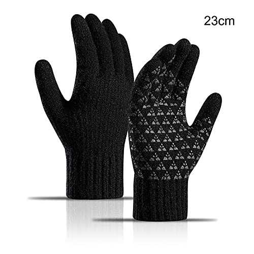 Chahu Guantes antideslizantes de invierno cálidos con pantalla táctil de punto de forro polar con forro polar elástico de la costilla de la muñeca para montar a caballo y conducir
