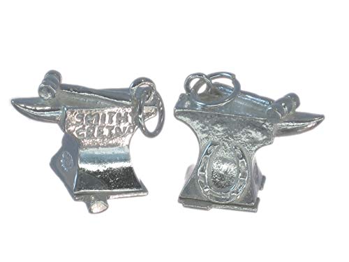 Charm yunque de plata de ley con herrería Gretna y herradura .925 x 1