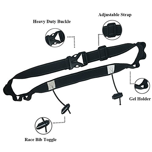 Cinturón elástico para número para carrera de triatlón, no tiene cordones, en negro., BELT ONLY