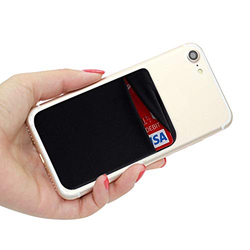 CKANDAY Paquete de 3 tarjetas para teléfono celular con adhesivo para la parte posterior del teléfono,fundas para tarjetas de tela elástica ID Tarjeta crédito Pocket Stick en la billetera teléfonos