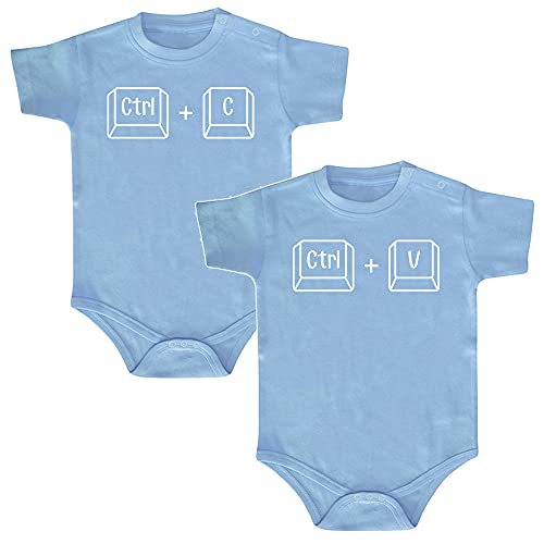 ClickInk Pack 2 bodys. Copiar y pegar. Regalo gemelos, regalo mellizos, regalo bebé, set de bodys de bebé. (2 rosas, 6 meses)
