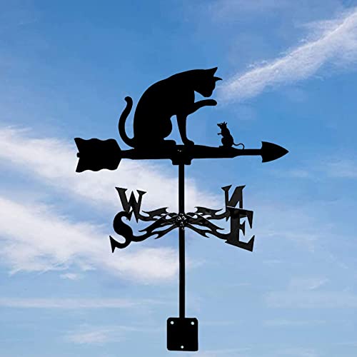 CNMJI Veletas De Viento Dálmata Caballo Mítico Gato Y Ratón Acero Inoxidable Weathervane Indicador De Dirección del Viento para Jardín Techo Patio Trasero Decoración,Cat and Mouse