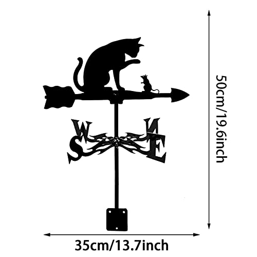 CNMJI Veletas De Viento Dálmata Caballo Mítico Gato Y Ratón Acero Inoxidable Weathervane Indicador De Dirección del Viento para Jardín Techo Patio Trasero Decoración,Cat and Mouse