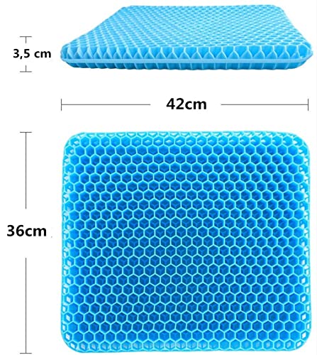 Cojín de gel transpirable con funda de plástico antideslizante y innovador cojín de gel de panal, para oficina, coche, silla de ruedas