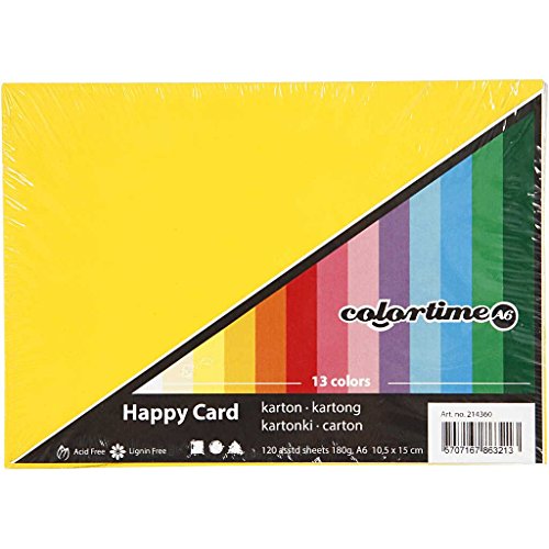 Colortime - Juego de 120 tarjetas de cartulina, varios colores