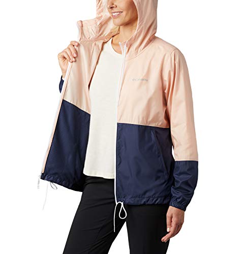 Columbia Flash Forward, Chaqueta cortavientos, Mujer, Rosa/Azul (Peach Cloud, Nocturnal), XL