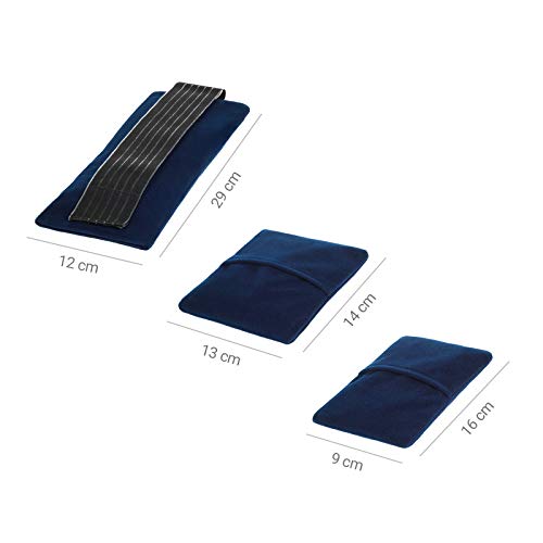 Compresión fría-caliente 3 tamaños Compresas múltiples Microondas reutilizables adecuadas 2x Pequeña 2x Mediana 2x Grande + cada tamaño 1 Cubierta de lana Premium