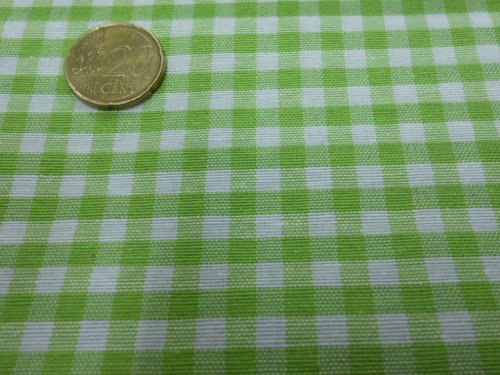 Confección Saymi Metraje 2,45 MTS Tejido Vichy, Cuadro pequeño 5x5 mm. Color Verde Kiwi, con Ancho 2,80 MTS.
