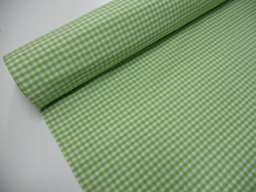 Confección Saymi Metraje 2,45 MTS Tejido Vichy, Cuadro pequeño 5x5 mm. Color Verde Kiwi, con Ancho 2,80 MTS.
