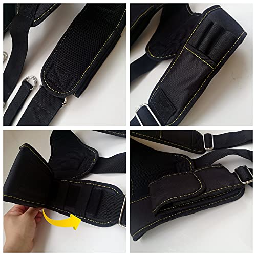Copechilla Tirantes cinturón herramientas ajustables negros profesionales con 3 bucles adicionales,tirantes cómodos ensanchamiento trabajo para trabajo pesado,cinturones herramientas electricista