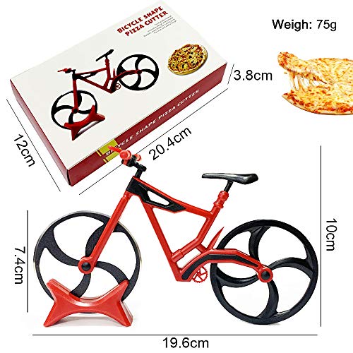 Cortador de pizza para bicicleta, cortador de pizza, rodillo de rueda de pizza, cuchillo de pizza de acero inoxidable, hoja súper afilada con revestimiento antiadherente y soporte de pie