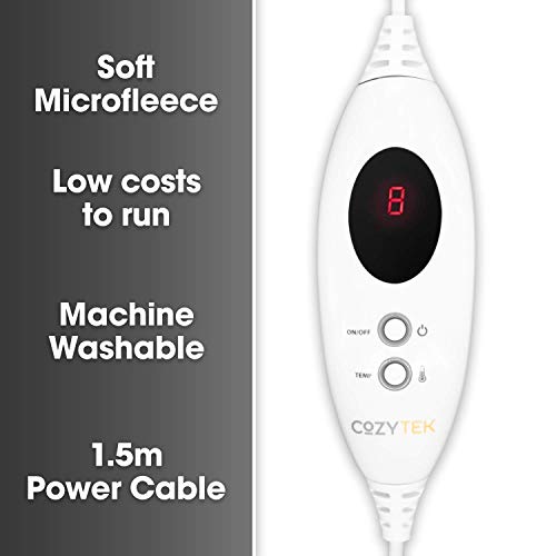 Cozytek Manta eléctrica de forro polar, 180 x 130 cm, color gris oscuro, con temporizador automático de 3 horas, 9 niveles de temperatura, lavable, protección contra sobrecalentamiento