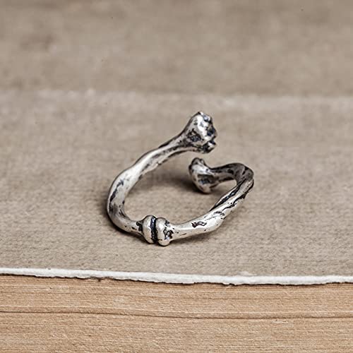 CRYPIN 925 Anillo de Costilla de Plata joyería de Personalidad Apenada Punk