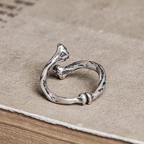 CRYPIN 925 Anillo de Costilla de Plata joyería de Personalidad Apenada Punk