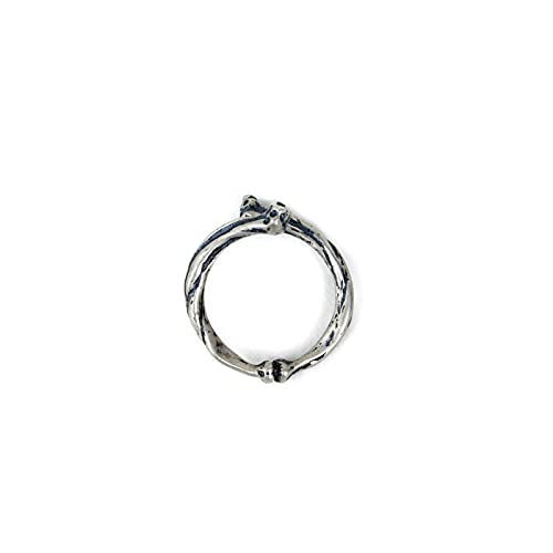 CRYPIN 925 Anillo de Costilla de Plata joyería de Personalidad Apenada Punk