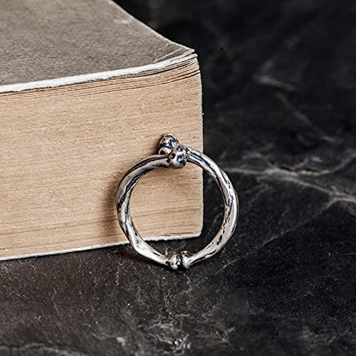 CRYPIN 925 Anillo de Costilla de Plata joyería de Personalidad Apenada Punk
