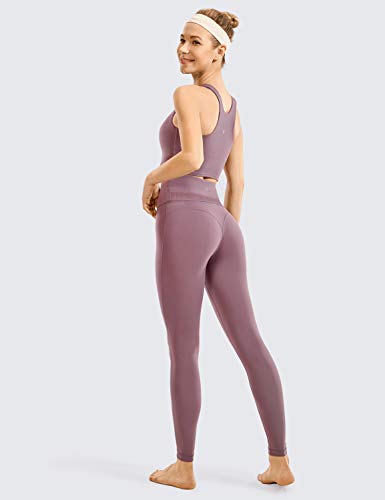 CRZ YOGA Mujer Deportivos Leggings Mallas Fitness Pantalones de Cintura Alta Polainas Deportivas -63cm Corteza Antigua 36