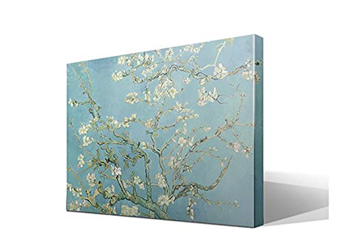 Cuadro Canvas Almendro en Flor de Vincent Willem Van Gogh - Ancho: 95cm - Alto: 70cm - Bastidor: 3cm - Imagen Alta resolución - Impresión sobre Lienzo de Algodón 100% - Fabricado en España