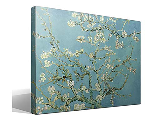 Cuadro Canvas Almendro en Flor de Vincent Willem Van Gogh - Ancho: 95cm - Alto: 70cm - Bastidor: 3cm - Imagen Alta resolución - Impresión sobre Lienzo de Algodón 100% - Fabricado en España