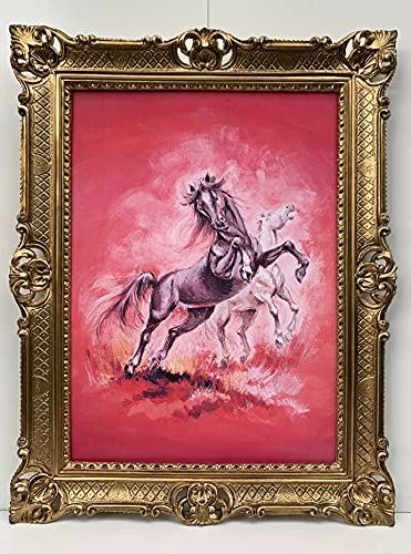 Cuadro con marco de caballo salvaje, caballos, caballos, caballos, barroco, 90 x 70 cm, con marco, cuadro de salón