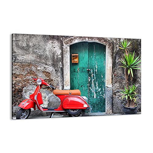 Cuadro sobre lienzo - Impresión de Imagen - Scooter transporte italia retro - 120x80cm - Imagen Impresión - Cuadros Decoracion - Impresión en lienzo - Cuadros Modernos - AA120x80-2571