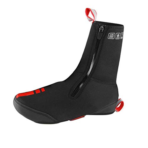 Cubrezapatillas Bicicleta a Prueba De Agua a Prueba De Viento Lana Forrada Zapatos De La Bici Caliente Camino De MTB Cubiertas Invierno De La Bicicleta Protector Térmico (Negro,