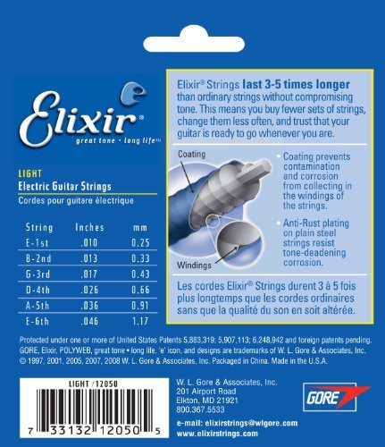 Cuerdas para guitarra eléctrica Elixir® Strings con recubrimiento POLYWEB®, calibre ligero (.010-.046)