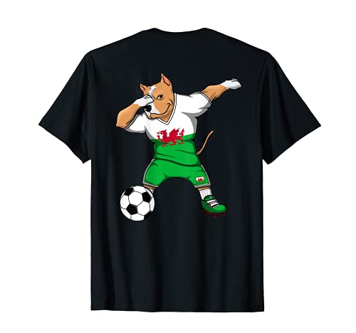 Dabbing Pitbull Perro Gales Fútbol Bandera Deporte Sport Camiseta