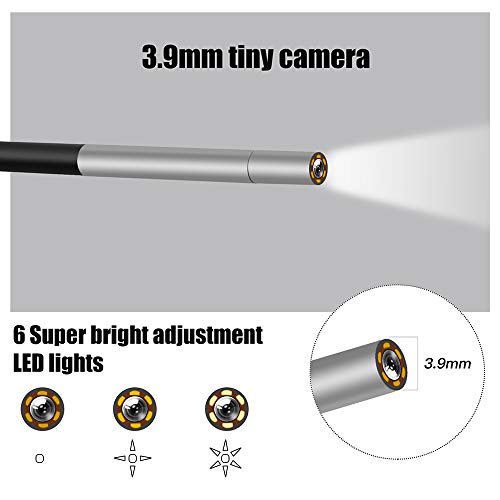 DDENDOCAM Endoscopio Industrial, cámara de inspección de boroscopio de 3.9 mm, cámara de Serpiente HD 1080P con Pantalla de 4.3 '' con 6 Luces LED, Cable semirrígido, Tarjeta TF de 32 GB (10M)