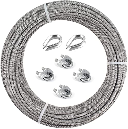 de cuerda de alambre, Kit de Luces para Exteriores, Kit de Suspensión de Cuerda,3mm de acero galvanizado Cable de Acero (5m)