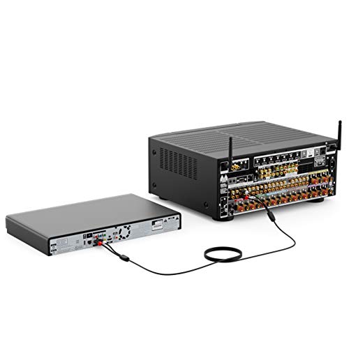 deleyCON 1m Cinch Cable RCA Cable Audio de Alta Fidelidad Conector de Metal Chapado en Oro para Amplificador de Sistema Estéreo de Cine en Casa Blu-Ray (Extra Fino y Flexible)