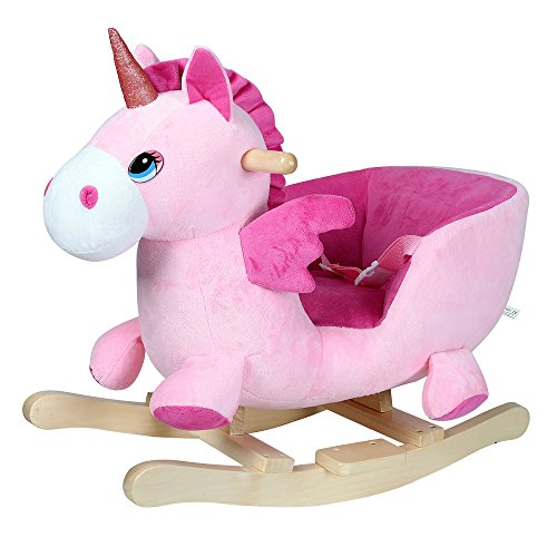 Deuba Balancín Unicornio para niños Rosa Mecedora con Sonidos y Asiento con cinturón de Seguridad