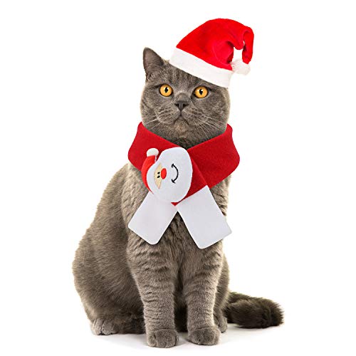 Disfraces de Navidad para mascotas, bufanda navideña con gorro de Papá Noel para gatos / perros, disfraces de cosplay, mascotas, Navidad, día de acción de gracias, fiesta de año nuevo
